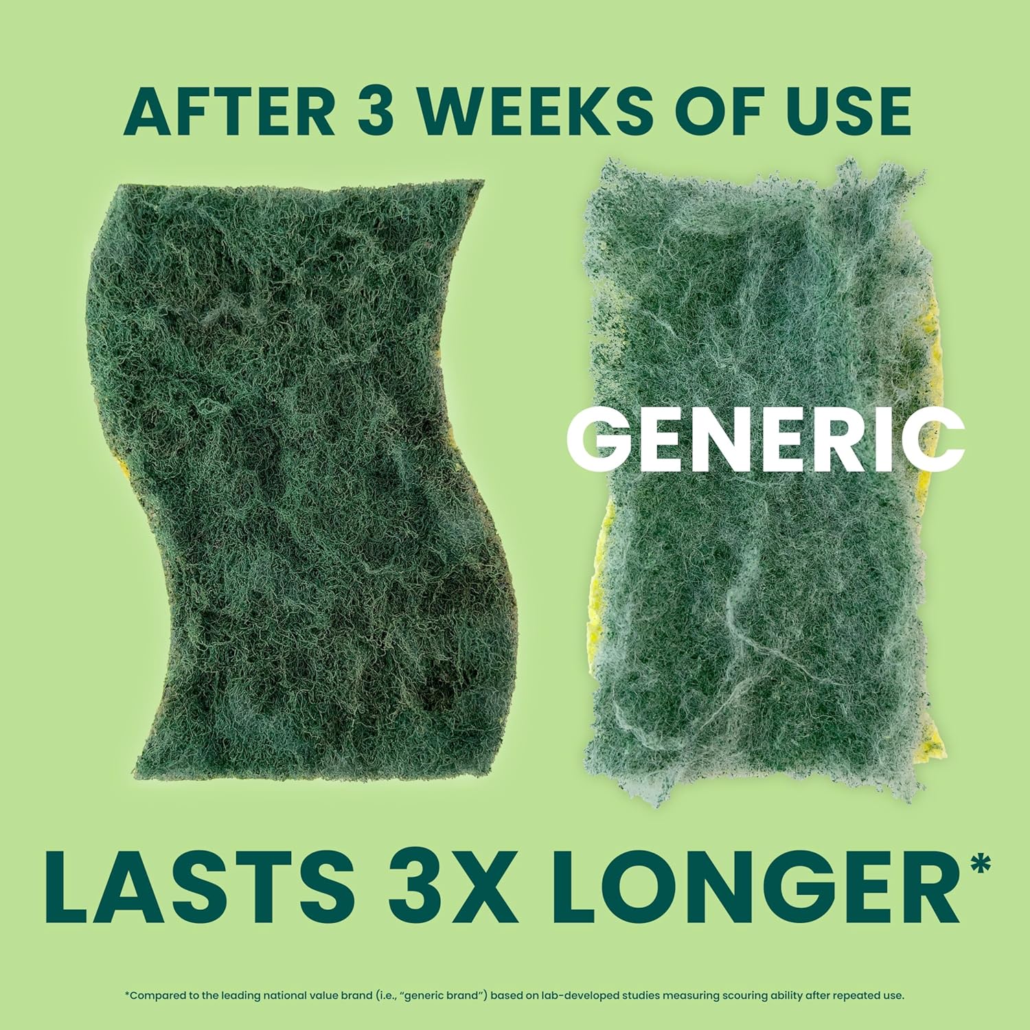 Heavy Duty Scrub Sponge, 9 Kitchen Sponges Designed for Tough Messes in the Kitchen That Last 3X Longer*, Best for Cast Iron Skillets and Outdoor Grills, Flexible, Durable, and Strong