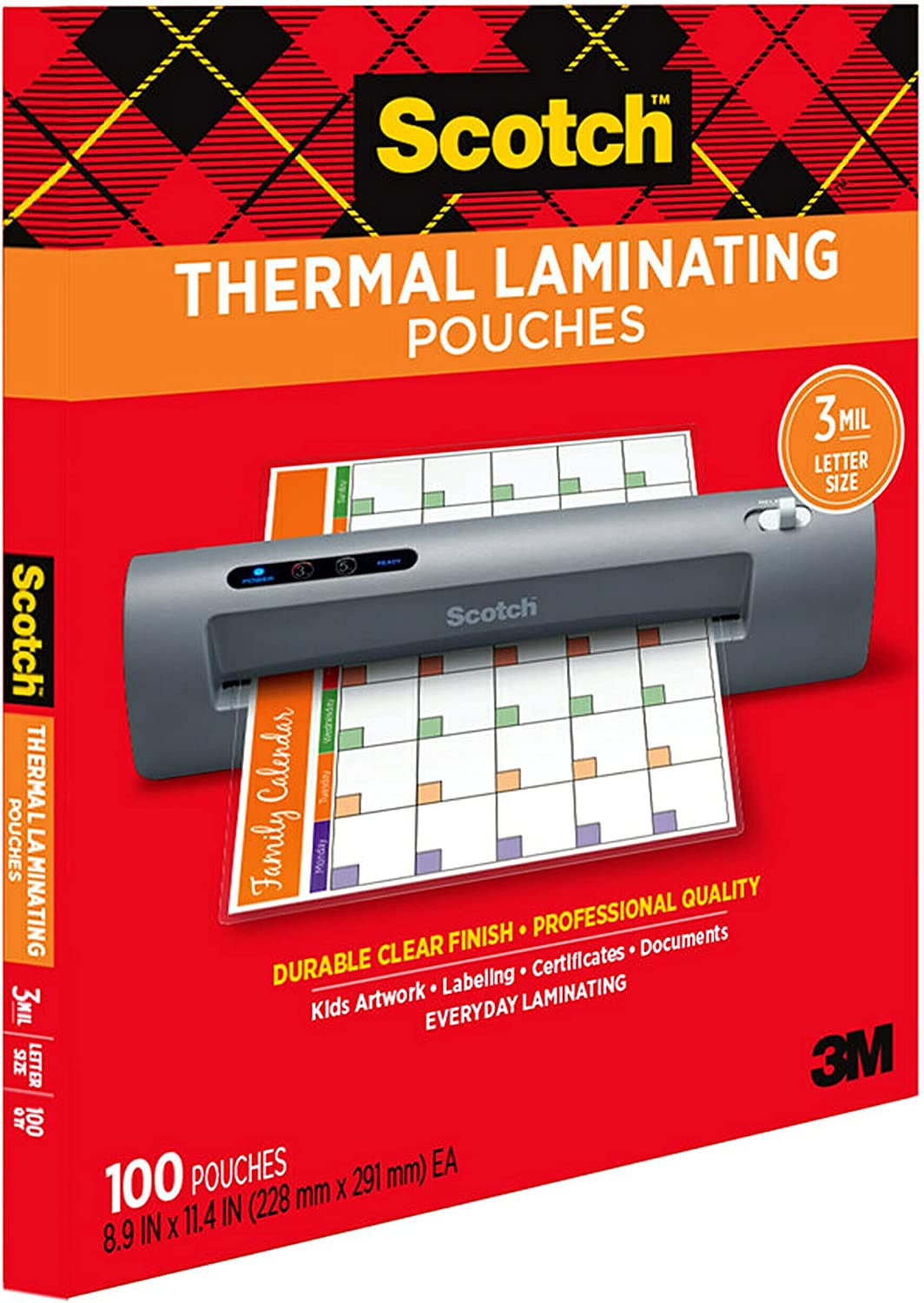 Thermal Laminating Pouches, for Use with Thermal Laminators, 8.9 X 11.4 Inches, Letter Size Sheets, 100-Pack