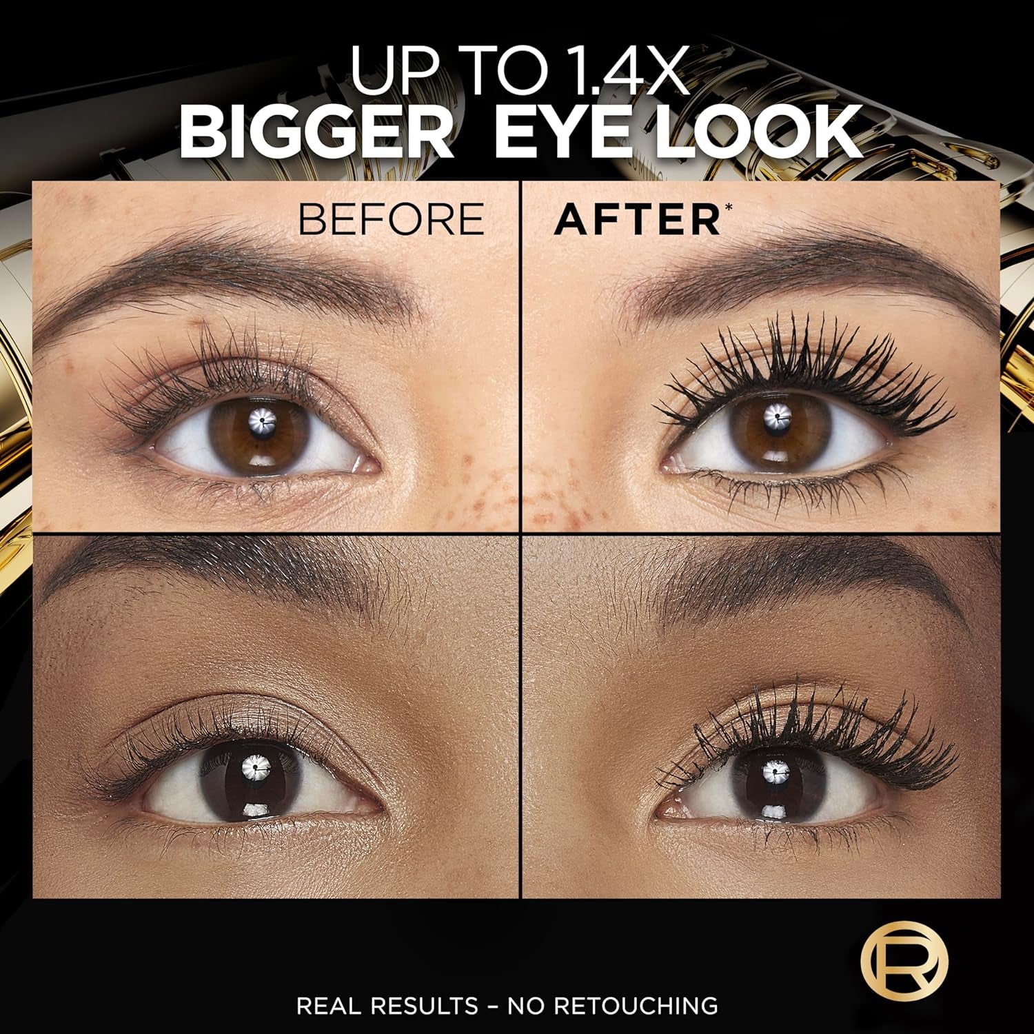 Voluminous Panorama Mascara, Volumizing and Lengthening Mascara, Washable Longwear and Smudge Resistant Make Up, Blackest Black, 0.33 Fl Oz