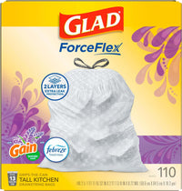 Forceflex Tall Kitchen Trash Bags, 13 Gallon, Gain Lavender, 110 Count (Package May Vary)