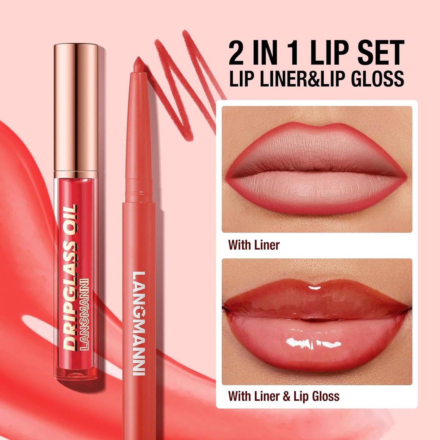 6 Matte Lip Liner with 6 Nourishing Lip Oil Lip Gloss Set, Long-Lasting and Hydrating 2 in 1 Makeup Set, Beauty Daily Cosmetics Gift for Girls