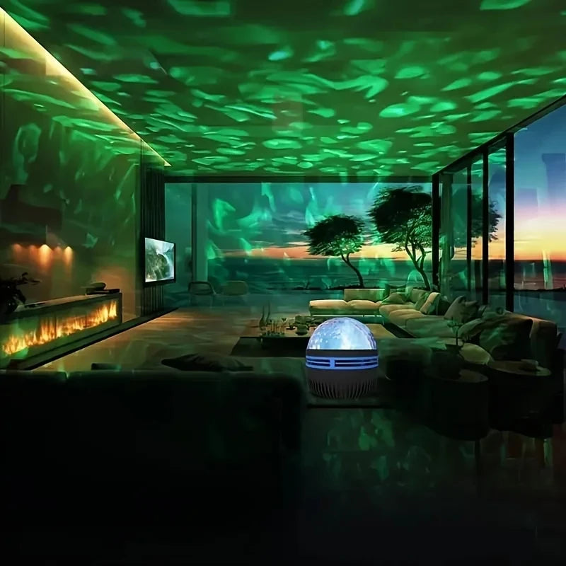 LED Water Ripples Galaxy Projector Light RGB Smart Remote Control Star Aurora Lamp KTV USB Powered Auto Rotating Home Bedroom