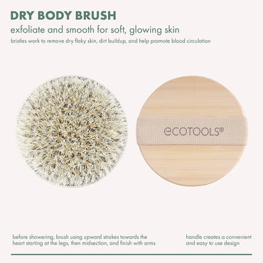 Dry Body Brush, Cruelty-Free Bristles Exfoliate & Smooth Skin, Dry Brushing Removes Flaky Skin, May Help Improve Circulation & Tone, Eco-Friendly Skincare Tool, Vegan & Cruelty-Free, 1 Count