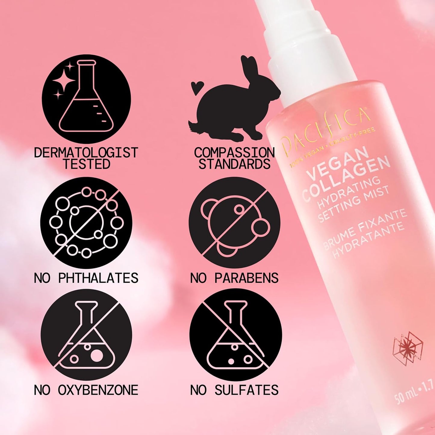 Beauty Vegan Collagen Hydrating Setting Mist – Hydrating Illuminating Face Primer for Dewy Skin, W/Vegan Collagen & Squalane for Radiant Glow, Soft-Focus Pore Blurring Makeup Base