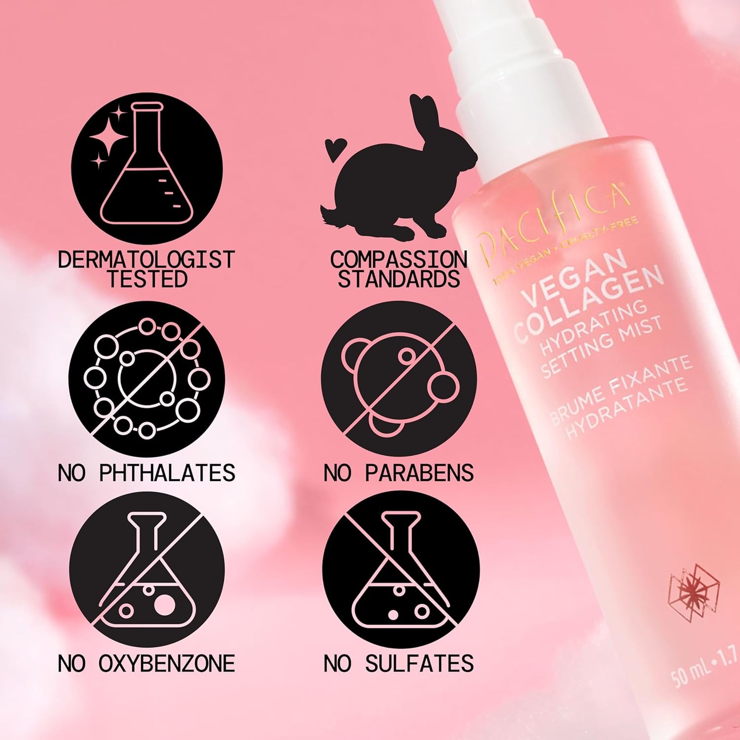 Beauty Vegan Collagen Hydrating Setting Mist – Hydrating Illuminating Face Primer for Dewy Skin, W/Vegan Collagen & Squalane for Radiant Glow, Soft-Focus Pore Blurring Makeup Base