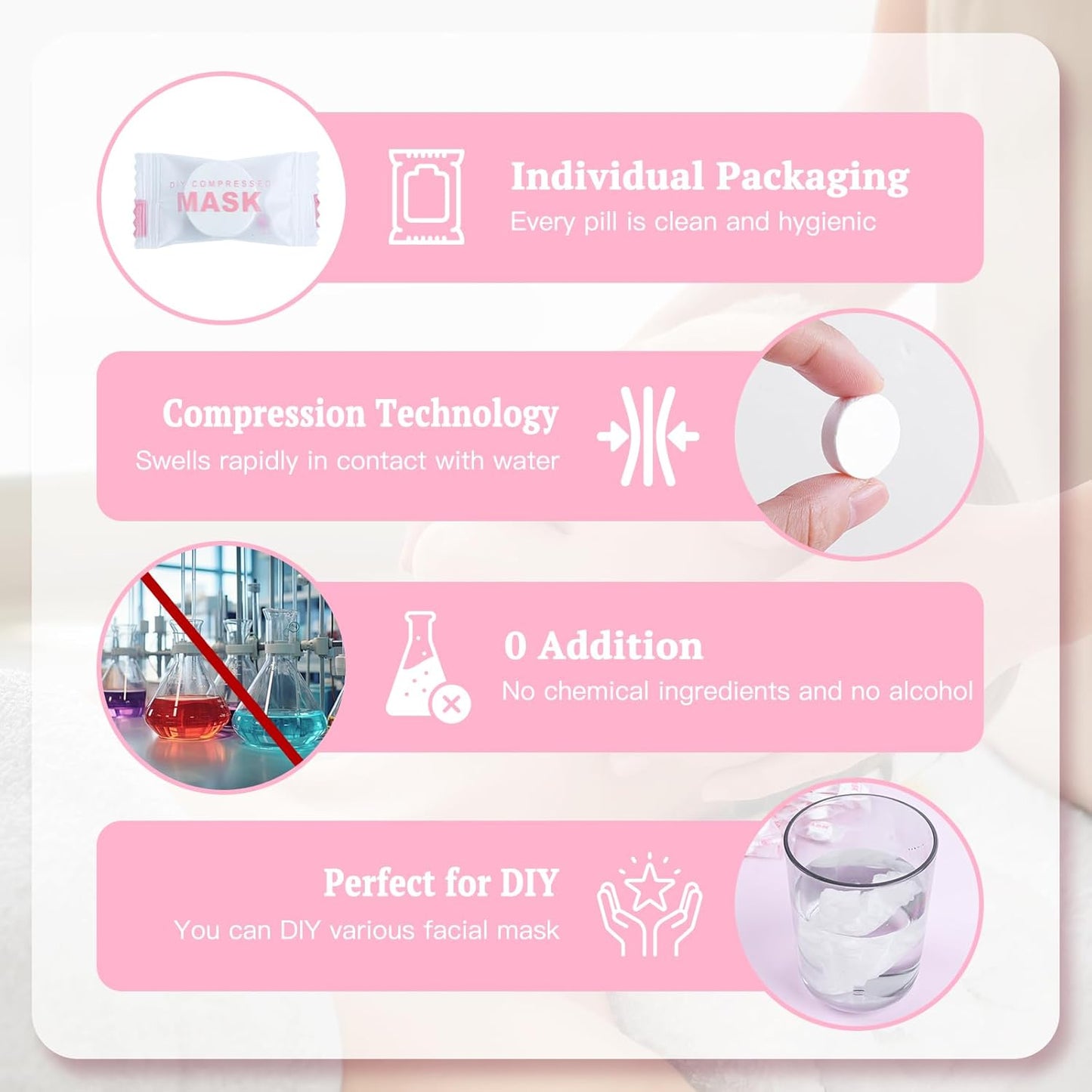 100PCS Compressed Cotton Facial Mask Sheets, Disposable DIY Mask Paper Beauty Tool for Skin Care, Cotton Masks for Home, Travel