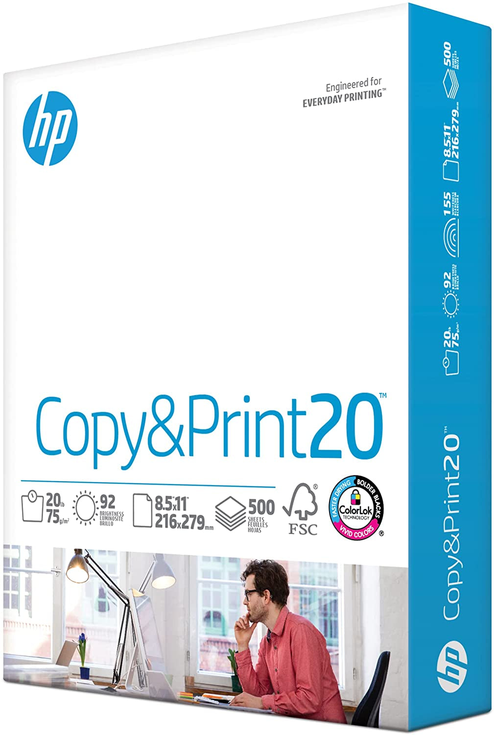 HP Printer Paper | 8.5 X 11 Paper | Copy &Print 20 Lb | 1 Ream Case - 500 Sheets| 92 Bright | Made in USA - FSC Certified | 200060